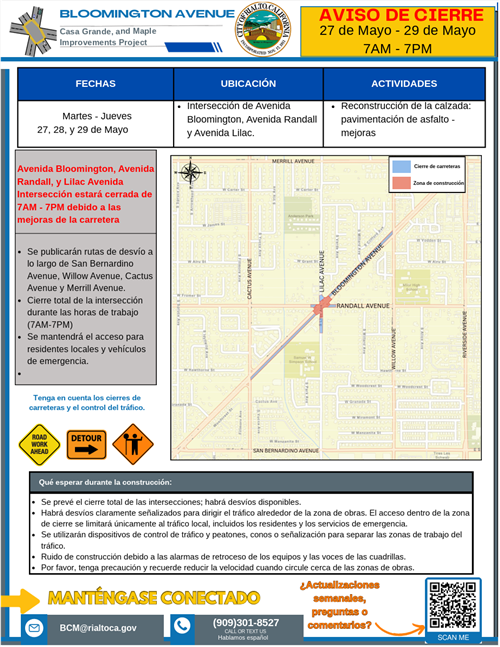 road closure spanish